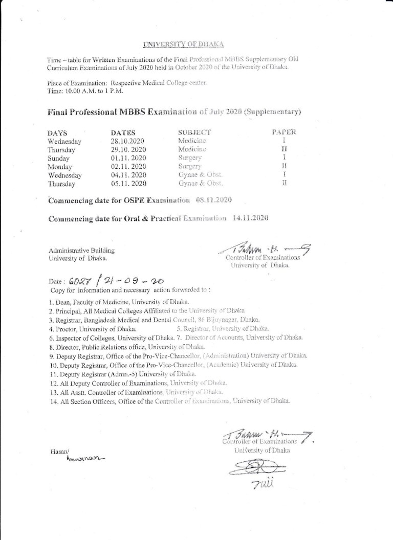 Supplimentary Examination July 2020 Routine. Exam Will Start 28.10.2020 